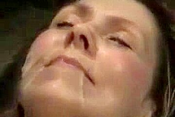 Adult lady enjoying treatments with sperm for her face in the vid