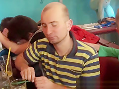 Amateur euros jerking at party in group