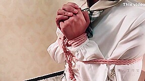 Asian Hogtied In White