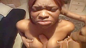 Attractive ebony lady in hot interracial performance