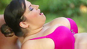 BBW duo dominates younger guy outdoors