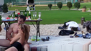 Bi sluts outdoor cumshot on tits