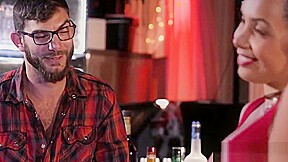 Big cocked bartender fucks a hot ebony chick