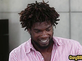 Black Gay Filled With Big Black Cock In Wet Anal Hole
