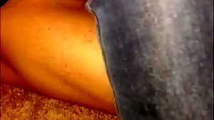 Black Nails With Toe Ring In Jeans Footjob