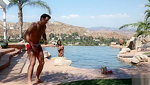 Black fiery Nia Nacci gets slammed by the pool