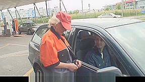 Blonde old granny double fucked in the fields