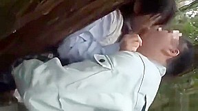 Blonde teen 18+ In School Uniform Plays With Two Dicks Outdoor