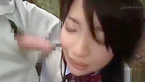 Blonde teen 18+ In School Uniform Plays With Two Dicks Outdoor
