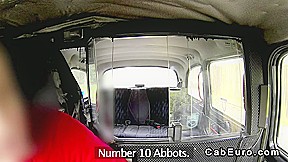 British amateur gives blowjob in fake taxi