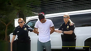 Cell phone thief hiding under a van is taken to milf cops spot