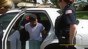 Cell phone thief hiding under a van is taken to milf cops spot