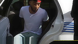 Cell phone thief hiding under a van is taken to milf cops spot