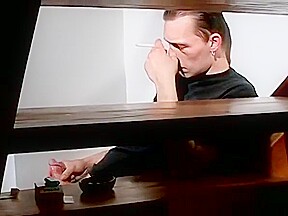 Chain smoking homosexual Jony passionately masturbates solo