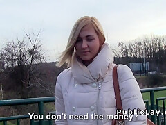Czech student 18+ Pays Blonde For Public Sex