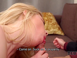 DEBT4k  Blonde hairdresser wants to buy furniture so why should fuck