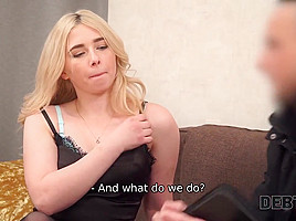 DEBT4k  Blonde hairdresser wants to buy furniture so why should fuck