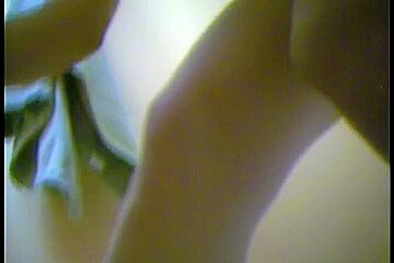 Erotic beige panty on the changing room girl