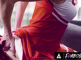 FEMBOYISH - Cheerleader Fem Twink Cole Link Takes A HUGE ONE For The Team With Hunk Braxton Cruz