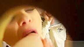 Floozy Gets Down On Knees Sucking Fake Dick At The Gloryhole