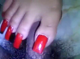 Footjob long nail