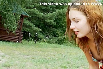 Fucking a horny Russian beauty in the rain