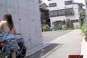 Garage top sharking with full-figured small oriental tramp being really surprised