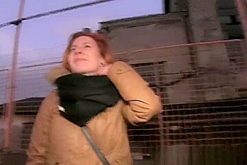 Ginger women fucks a stranger in his car for cash