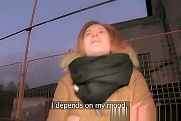 Ginger women fucks a stranger in his car for cash
