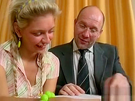 Girl Is Having Hardcore Sofa Sex With Hungry Elderly Teacher