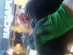 Girl in thong in a shopping mall
