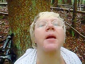 Granny in Woods Gets Facial with Glasses On
