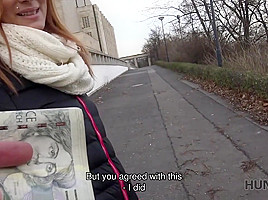 HUNT4K  Man should watch how his girlfriend Jenifer Red has sex for money