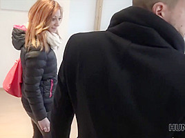 HUNT4K  Man should watch how his girlfriend Jenifer Red has sex for money