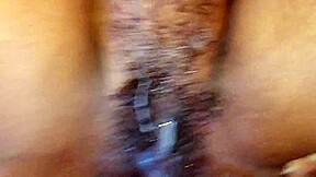 Hairy ebony milf fucks and creams white boy cock