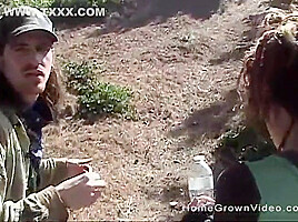 Homeless Hippie Couple Fucking For Cash In Public