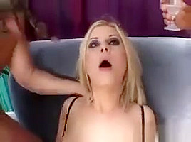 Horny Blonde Slut In A Great Threeway