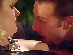 Horny blonde banged hard on the couch