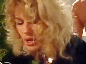 Horny blonde banged hard on the couch