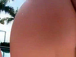 Huge Ass Tramps Touching Each Other With Lust By The Pool