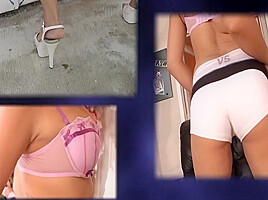 Is A Comely Brunette With Cute Pigtails And A Skimpy Bathing Suit With Arielle Alexis