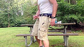 Masturbating In The Public Park Next To The Busy Road