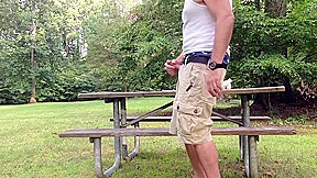 Masturbating In The Public Park Next To The Busy Road