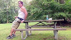 Masturbating In The Public Park Next To The Busy Road
