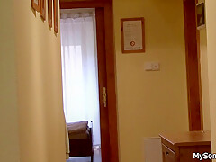 Mini Boobs Brunette Caught Cheating With - Old Step dad