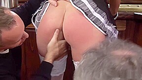Naughty girl fucking two older guys