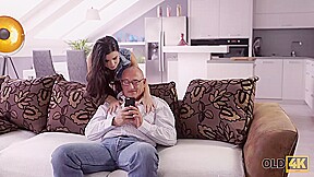 OLD4K  Playful brunette distracted mature Step dad to fuck her in butt
