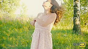 OLD4K  Tight twat of brilliant redhead is penetrated by senior
