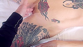 Painted chick with the tats on his body surrendered to the man in the    