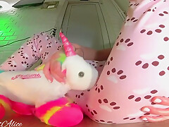 Petite Brunette In Pijama Rubbing Her Clit With Her New Toy Riding Dildo Golden Shower